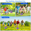 Children playing outdoors with LED flying spinner toys and boomerangs in a sunny field.