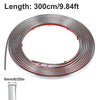 A coil of 300cm chrome car door edge guard trim strip with a 6mm/6/25in thickness.