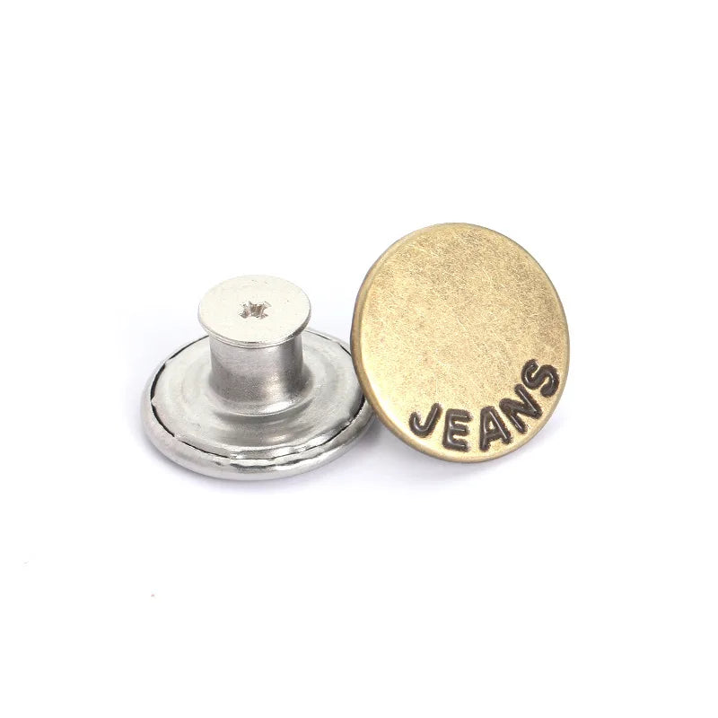 A brass button and a gold-colored button are shown against a white background.