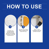 Three steps for using a drywall repair kit: squeeze product, smooth the surface with a scraper, and sand the wall.