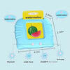 A blue watermelon-themed learning toy with a fruit insert and various features like repeat, USB port, and on/off switch.