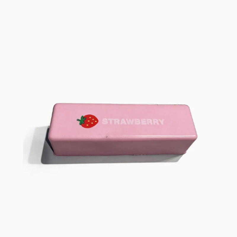 A pink butter fidget stick squishy toy with a strawberry design.