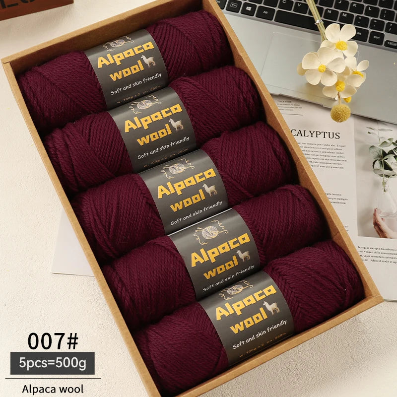 Chunky Alpaca Wool Knitting Yarn – 500g Multi-Color Set for Cozy Winter Projects
