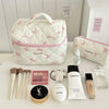 Bow Print Makeup Bag with Large Capacity
