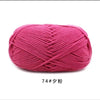 A ball of bright pink 4-ply milk cotton yarn for knitting and crochet