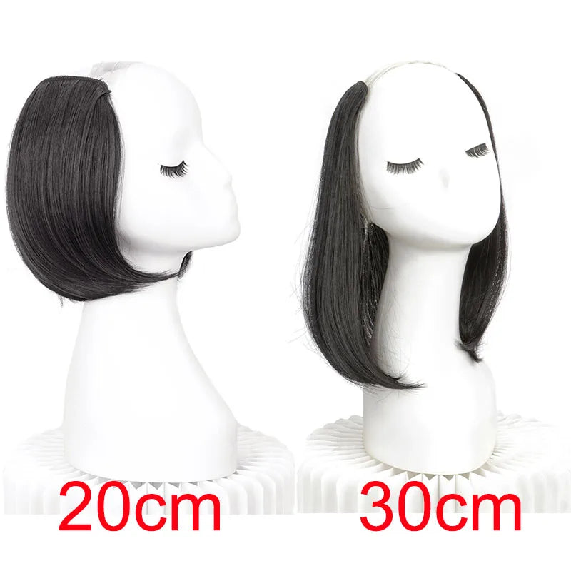 V-Part Synthetic Hairpiece with Invisible Clips