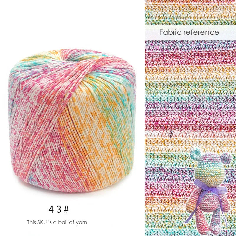 Pearl Rainbow Gradient Cotton Yarn - Soft Hand Knitting Thread