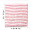 A square pink microfiber kitchen cleaning cloth with a white chevron pattern.