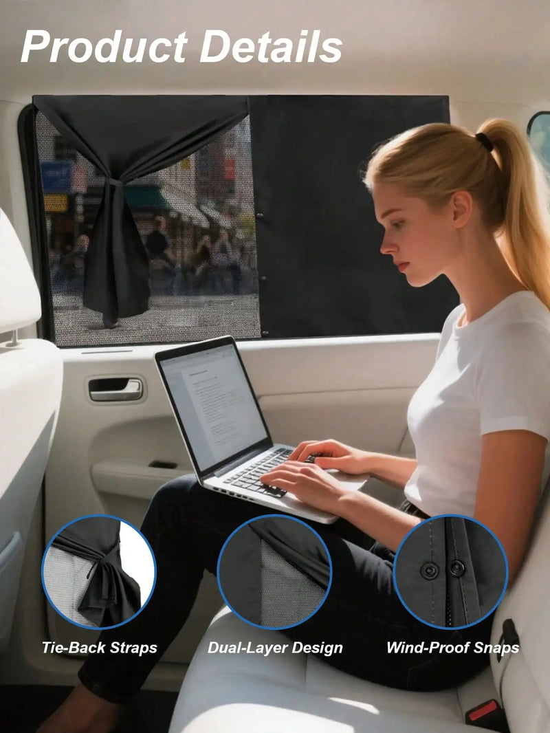 Parasol magnético para ventana de coche con privacidad de doble capa