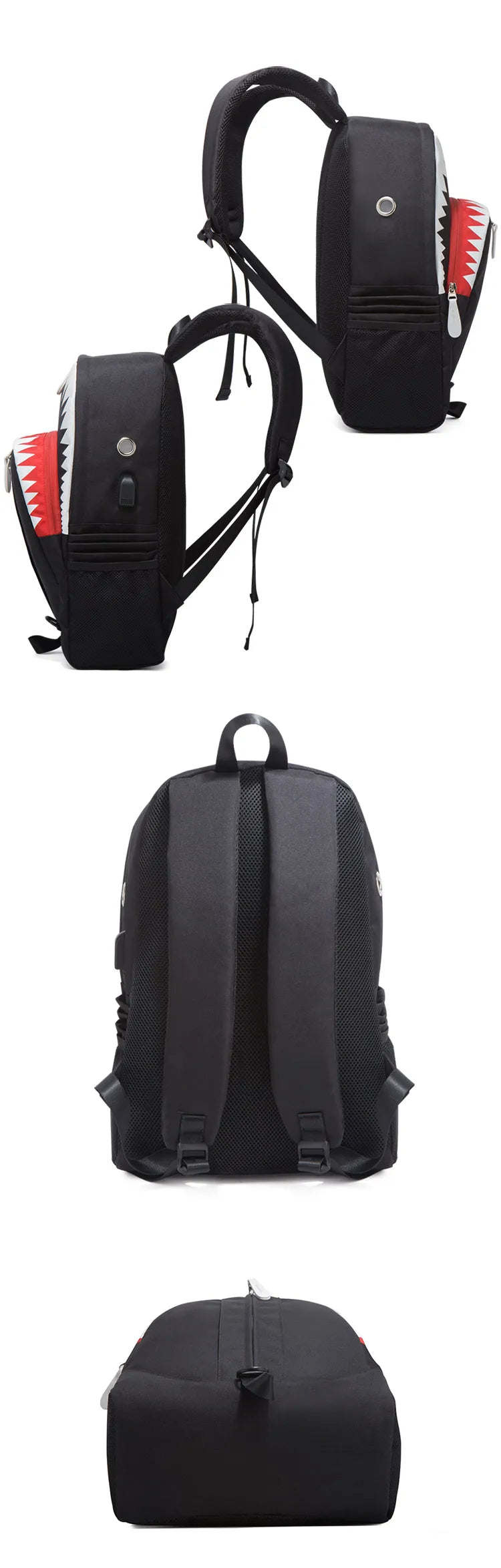 Shark Luminous USB Backpack with Anti-Theft Design