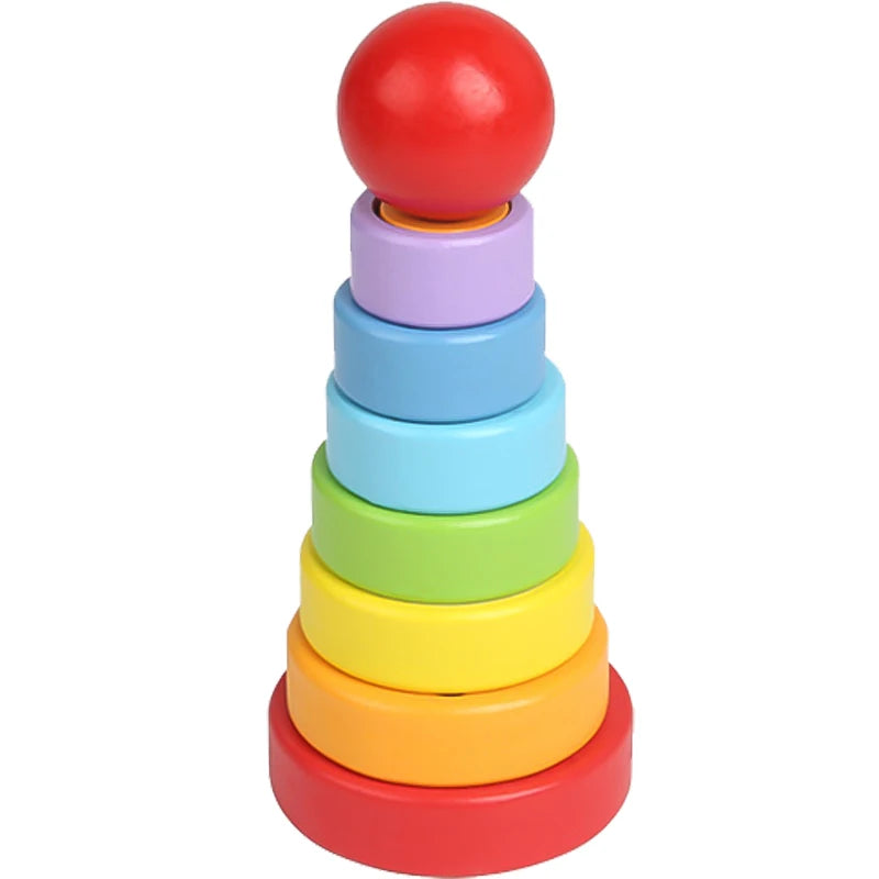 Montessori Wooden Shape Sorting Stacking Toy for Toddlers