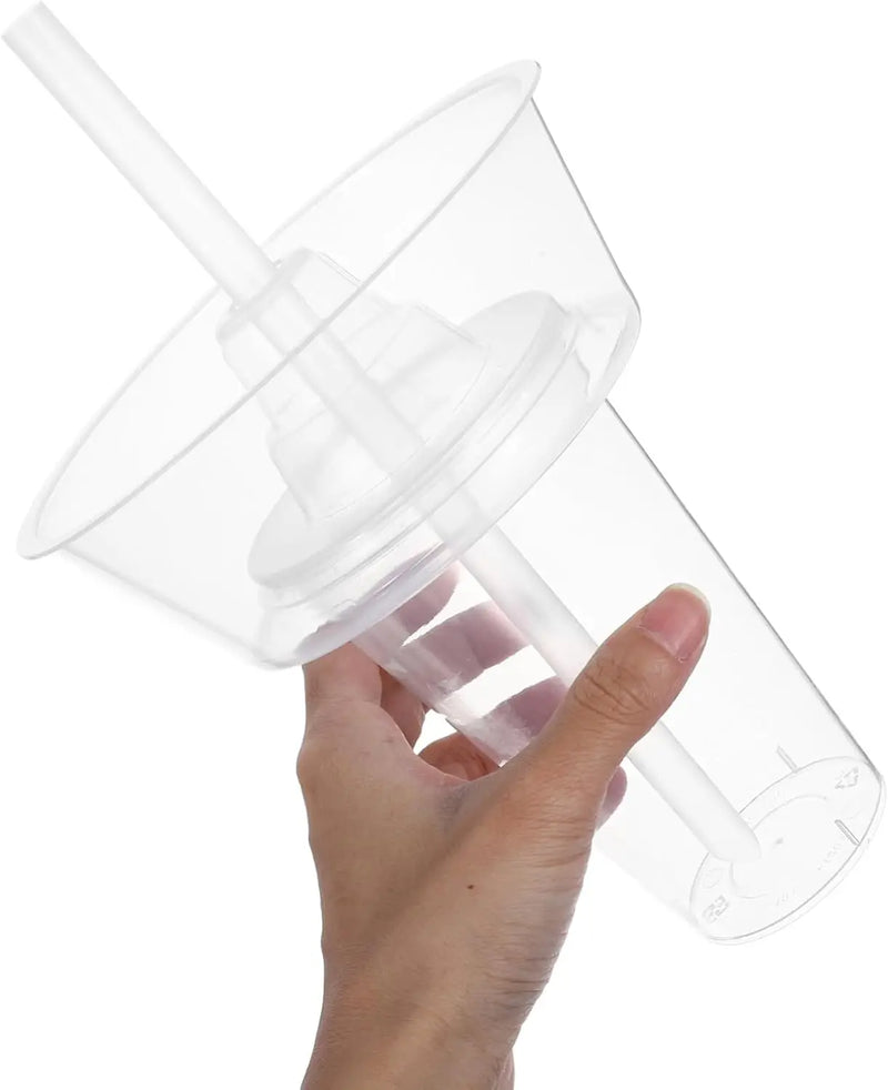Clear Plastic Snack Cup with Straw