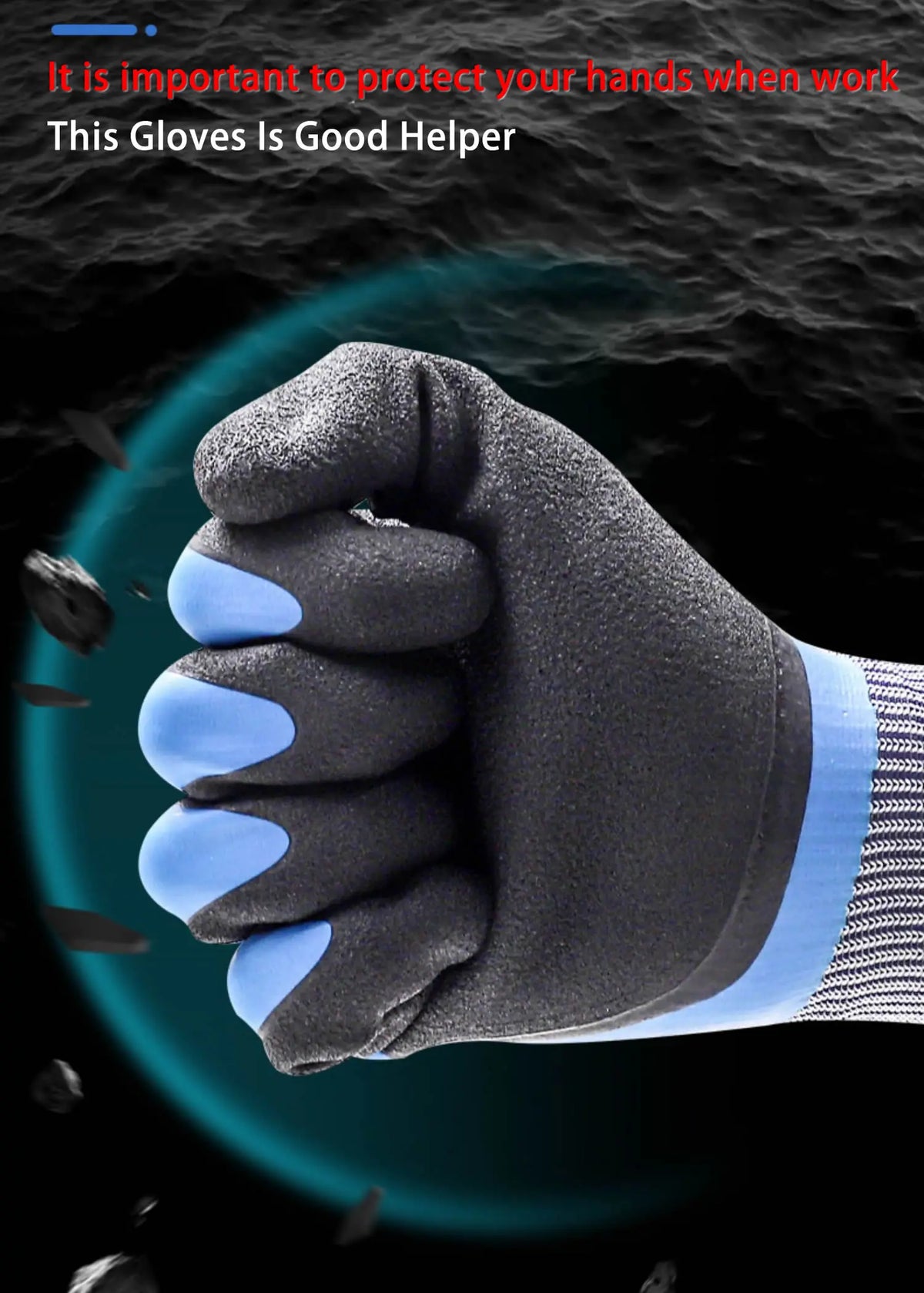 Winter Waterproof Thermal Work Gloves with Anti-Slip Latex Grip