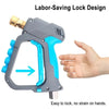 A gray and blue labor-saving lock design tool for easy locking without strain on hands.