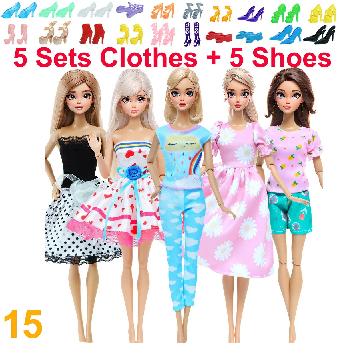 Fashion Doll Clothing Set with Shoes for 11.5-12 Inch Dolls