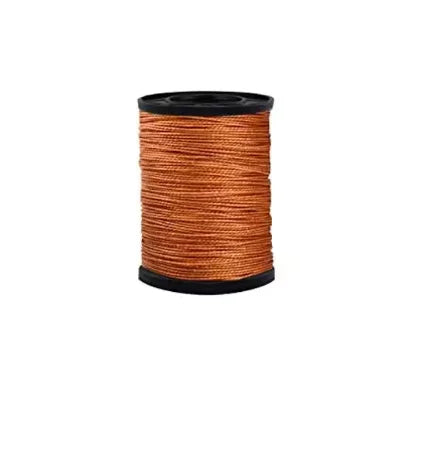 A spool of heavy-duty waxed nylon thread in a reddish-orange color.
