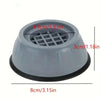 Gray anti-vibration pads with a grid design and mounting feet for washing machine or dryer.