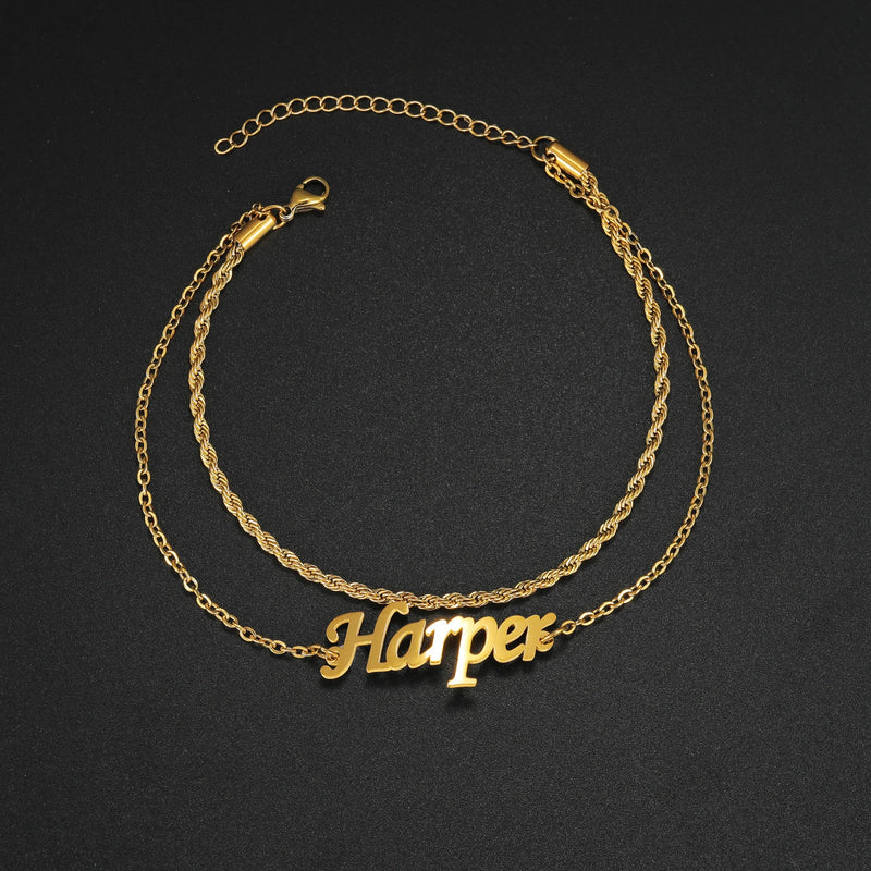 Personalized Double-Layer Name Anklet