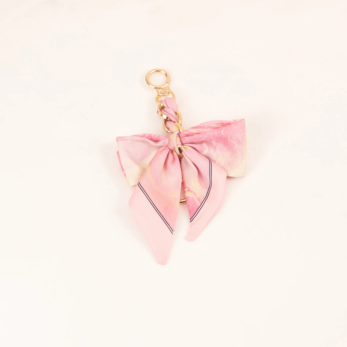 Chic Silk Bow Keychain with Ribbon Charm