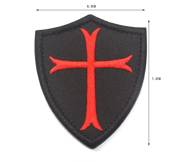Knights Templar Cross Patch with Hook and Loop Backing