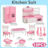 Kawaii Pink Dollhouse Kitchen Furniture Play Set