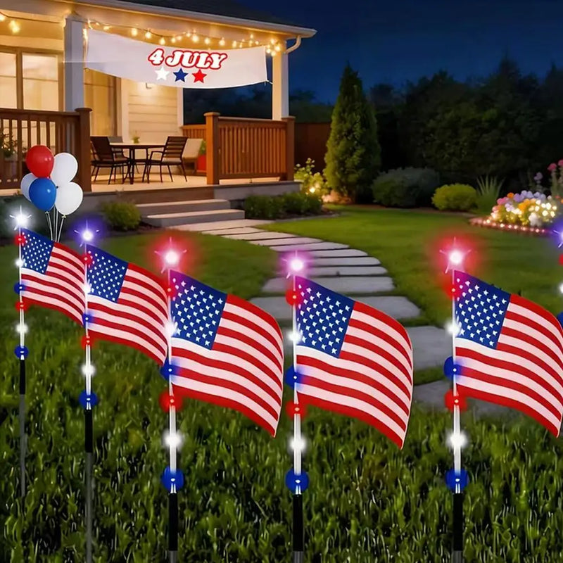 Solar-Powered American Flag Stake Lights (8-Pack)