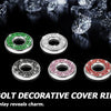 A set of four decorative door bolt cover rings featuring different colored rhinestones: blue, green, silver, and pink.