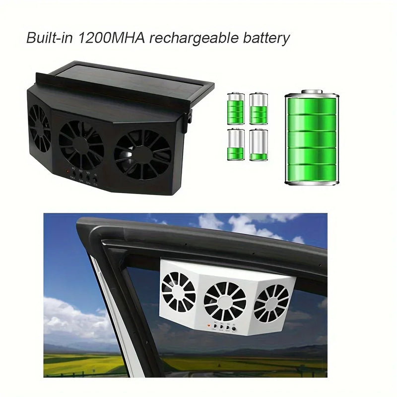 Solar-Powered Car Ventilation Fan with Rechargeable Battery