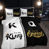Dark Red Three-Piece Duvet Cover Set with Letter Print