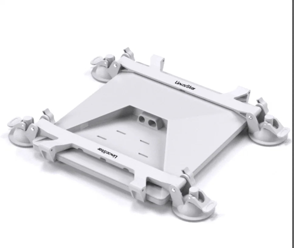 A Starlink Mini suction cup car mount designed for installation on a vehicle's sunroof, windshield, or rear window.