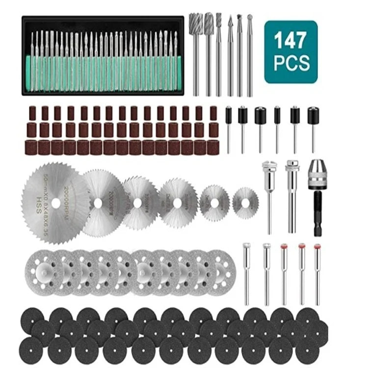 147-Piece Rotary Tool Accessory Kit with Variable Speed Control