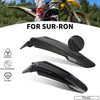 Black plastic universal front and rear fenders for Sur-Ron electric dirt bikes