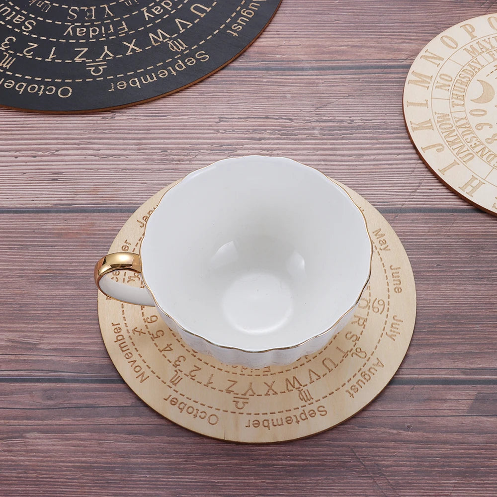 Wooden Pendulum Board with Celestial Design for Divination and Home Decor