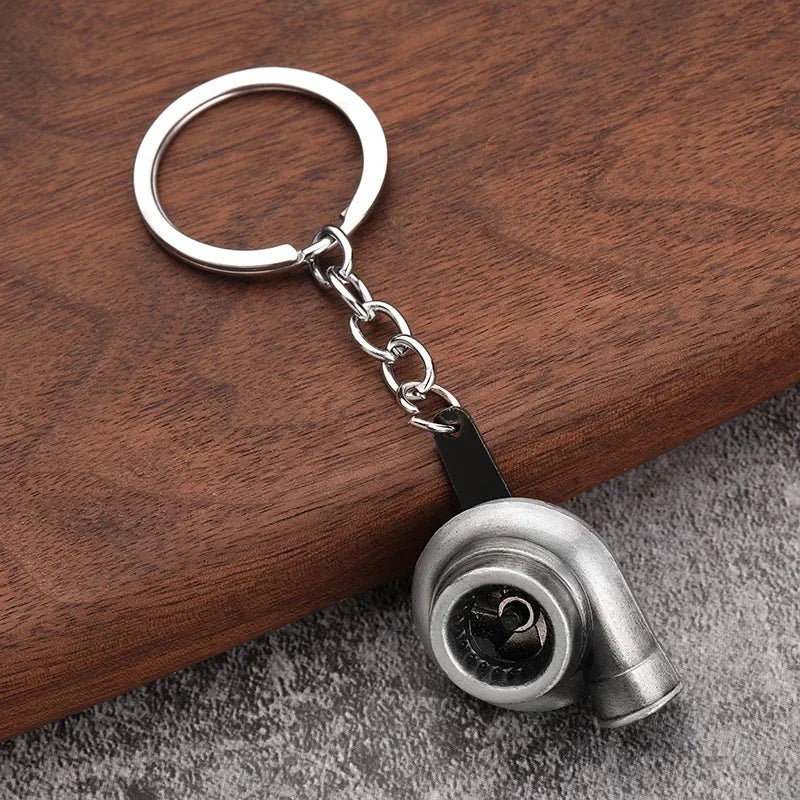 Gearbox Keychain with Turbo Hub and Brake Disc Pendant