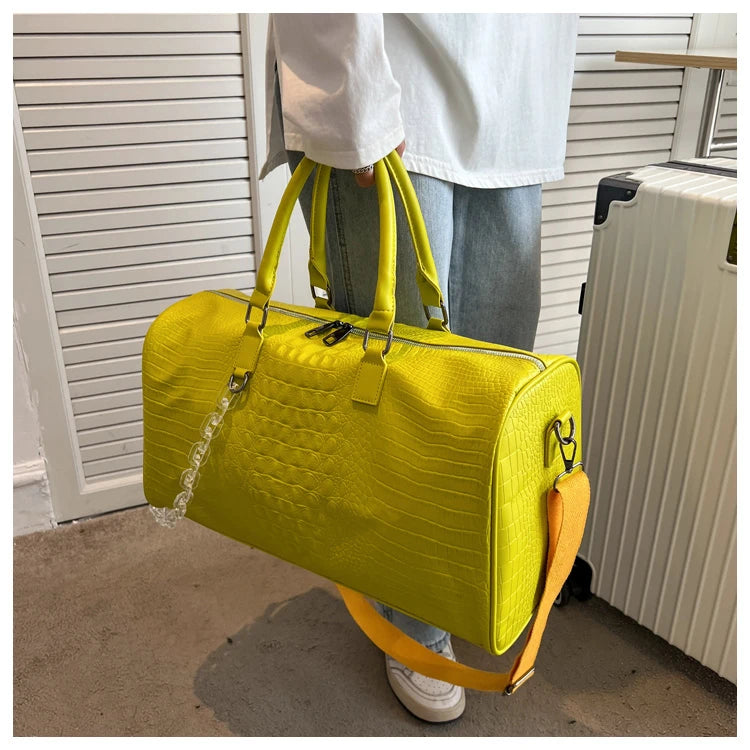 Crocodile Grain Large Capacity Travel Duffle Bag