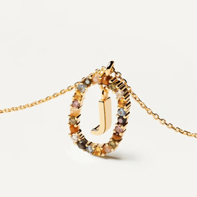 925 Sterling Silver Initial Letter Pendant Necklace