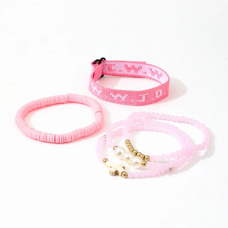Handwoven WWJD Beaded Bracelet Set