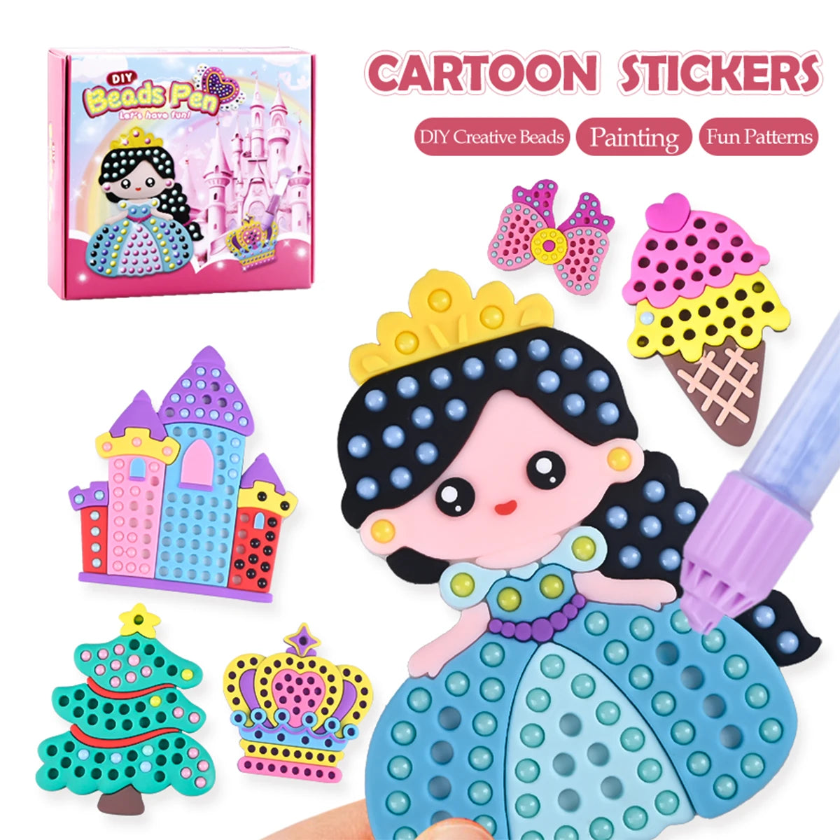 DIY Beaded Pen Craft Kit for Kids – Princess & Rainbow Designs