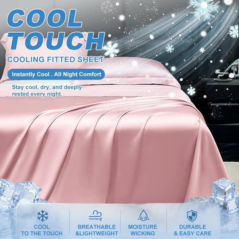 Pink cooling fitted sheet for instant cool and all-night comfort with durable and easy care features