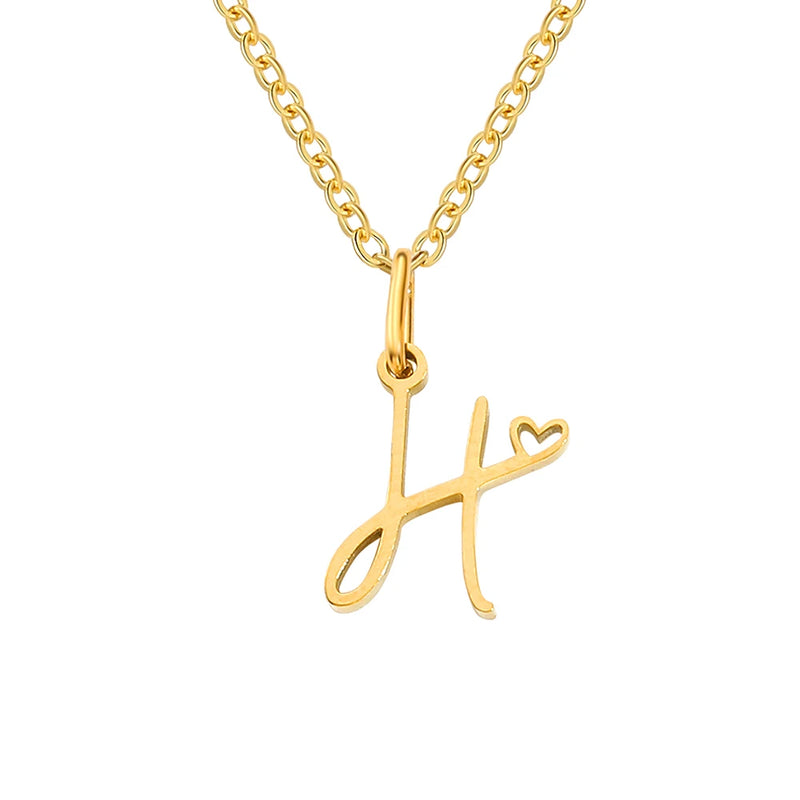 Collier avec Lettre Initiale et Pendentif Cœur