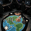 Area rug featuring a cartoon depiction of Juice WRLD 999 on a globe for a gaming room