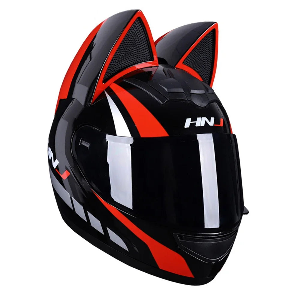 Cat Ear Full Face Motorcycle Helmet with Removable Ears