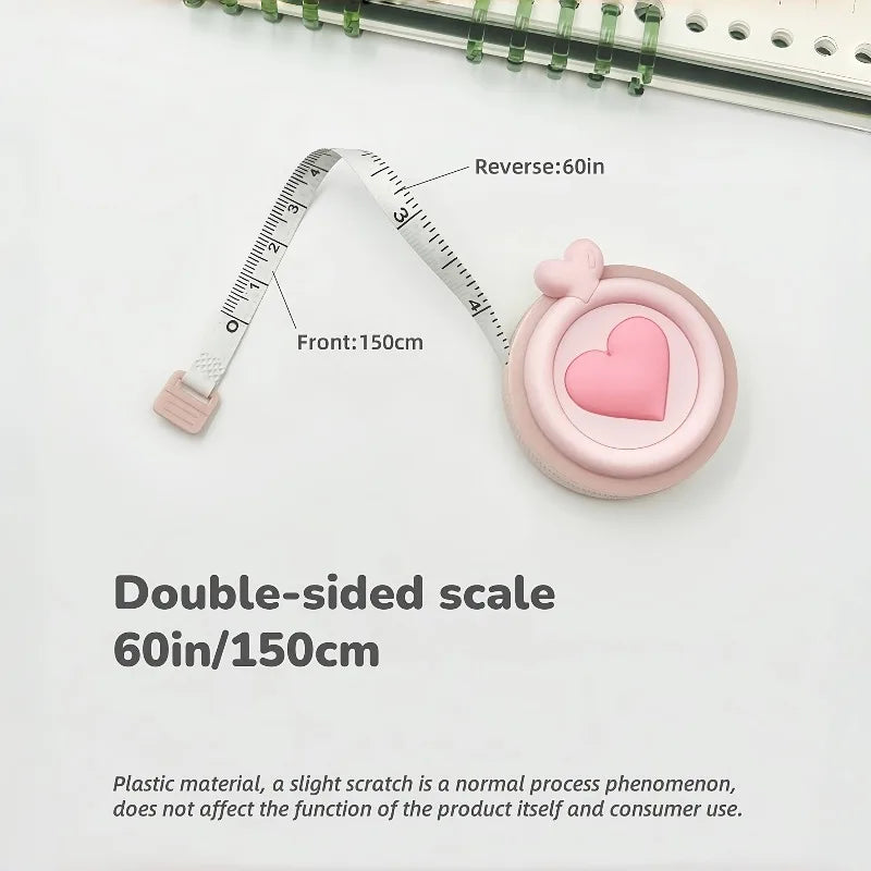 Pastel Heart-Shaped Retractable Tape Measure