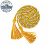 Yellow and white graduation honor cords with tassels for ceremonies and crafts