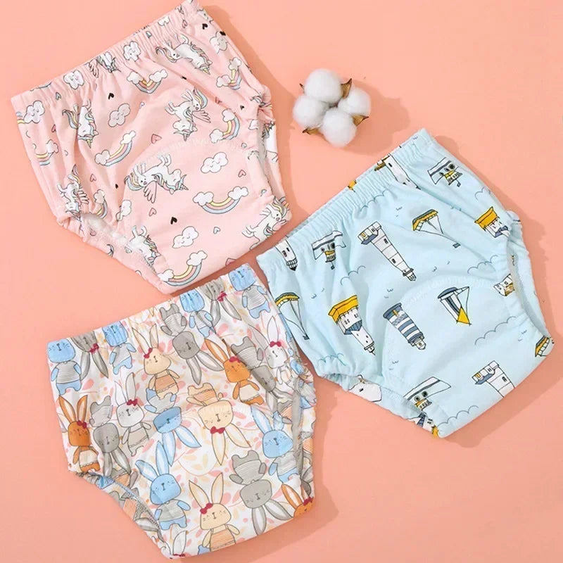 Reusable Cotton Potty Training Pants for Toddlers, Breathable & Waterproof