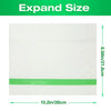 A rectangular white mop pad with a green accent strip, showing its expanded size.