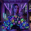 Holographic Folding Hand Fan with UV Glow Effect