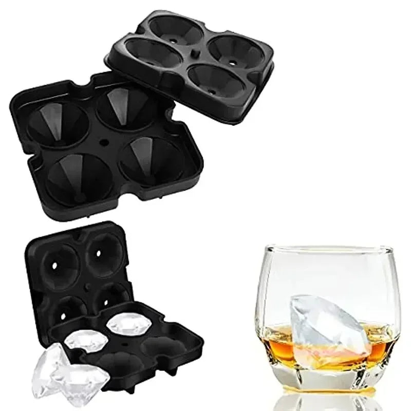 3D Skull & Diamond Ice Ball Mold – Silicone Tray for Whiskey & Cocktails