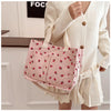 Strawberry Bowknot Canvas Tote Bag