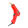 Red plastic welding repair kit with staples and a tool for automotive bumper repairs